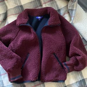 JoyLab Maroon Teddy Jacket Size S